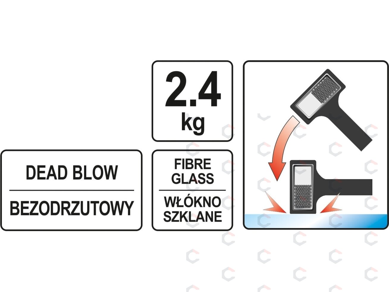 Guminis plaktukas ratų nukalimui | 2,4 kg (YT-46270) 2 Guminis plaktukas ratų nukalimui | 2,4 kg (YT-46270) 2