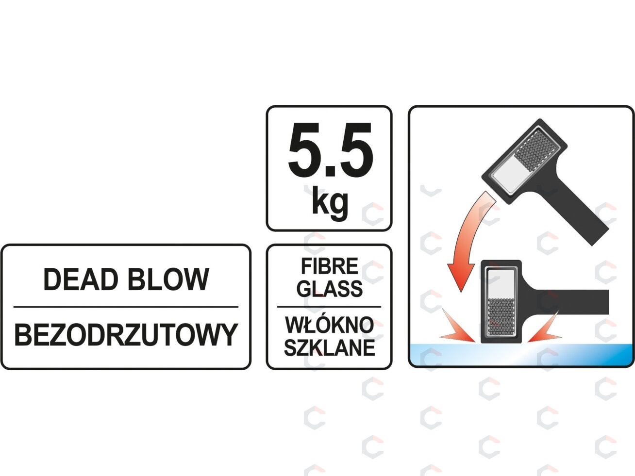 Guminis plaktukas ratų nukalimui | 5,5 kg (YT-46273) 2 Guminis plaktukas ratų nukalimui | 5,5 kg (YT-46273) 2