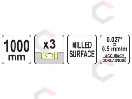 Gulsčiukas aliuminis | BOX level | 1000 mm | su rankenėlėmis | 3 akutės (YT-30083) 6 Gulsčiukas aliuminis | BOX level | 1000 mm | su rankenėlėmis | 3 akutės (YT-30083) 6