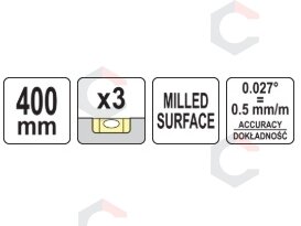 Gulsčiukas aliuminis | BOX level | 400 mm | su rankenėlėmis | 3 akutės (YT-30110) 4 Gulsčiukas aliuminis | BOX level | 400 mm | su rankenėlėmis | 3 akutės (YT-30110) 4