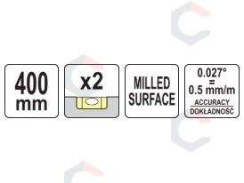 Gulsčiukas aliuminis | BOX level | 400 mm | su rankenėlėmis (YT-30100) 4 Gulsčiukas aliuminis | BOX level | 400 mm | su rankenėlėmis (YT-30100) 4