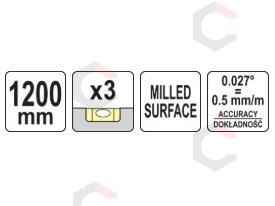 Gulsčiukas aliuminis | BOX level | 1200 mm | su rankenėlėmis | 3 akutės (YT-30114) 4 Gulsčiukas aliuminis | BOX level | 1200 mm | su rankenėlėmis | 3 akutės (YT-30114) 4