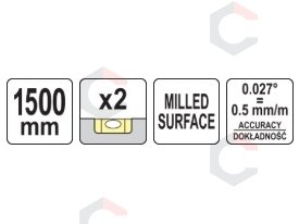 Gulsčiukas aliuminis | BOX level | 1500 mm | su rankenėlėmis (YT-30105) 4 Gulsčiukas aliuminis | BOX level | 1500 mm | su rankenėlėmis (YT-30105) 4