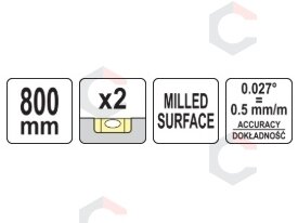Gulsčiukas aliuminis | BOX level | 800 mm | su rankenėlėmis (YT-30102) 4 Gulsčiukas aliuminis | BOX level | 800 mm | su rankenėlėmis (YT-30102) 4