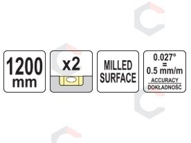 Gulsčiukas aliuminis | BOX level | 1200 mm | su rankenėlėmis (YT-30104) 4 Gulsčiukas aliuminis | BOX level | 1200 mm | su rankenėlėmis (YT-30104) 4