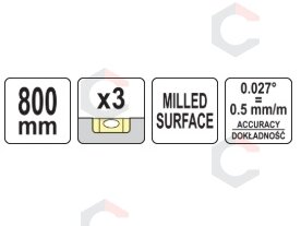 Gulsčiukas aliuminis | BOX level | 800 mm | su rankenėlėmis | 3 akutės (YT-30082) 6 Gulsčiukas aliuminis | BOX level | 800 mm | su rankenėlėmis | 3 akutės (YT-30082) 6