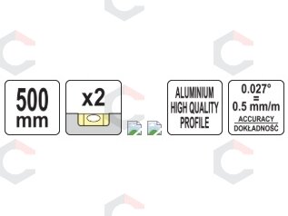 Gulsčiukas elektrikams | aliuminio profilis | 500 mm (YT-30329) 5 Gulsčiukas elektrikams | aliuminio profilis | 500 mm (YT-30329) 5