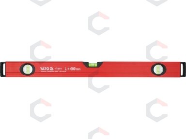 Gulsčiukas aliuminis | BOX level | 600 mm | su rankenėlėmis | 3 akutės (YT-30111)