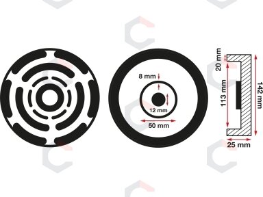 Guminis padas | auto keltuvams | Ø 140 mm (6477) Guminis padas | auto keltuvams | Ø 140 mm (6477)