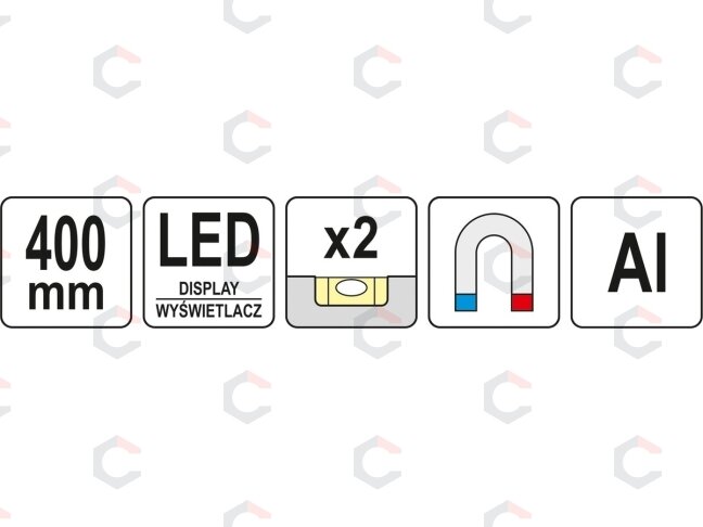 Gulsčiukas skaitmeninis su LED | aliuminis | 400 mm (YT-30397) 6 Gulsčiukas skaitmeninis su LED | aliuminis | 400 mm (YT-30397) 6