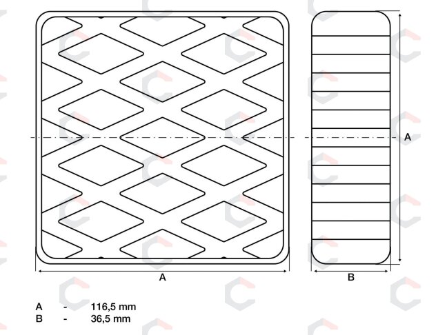 Guminis padas | auto keltuvams | 116.5 x 116.5 x 36.5 mm (7037) 1 Guminis padas | auto keltuvams | 116.5 x 116.5 x 36.5 mm (7037) 1