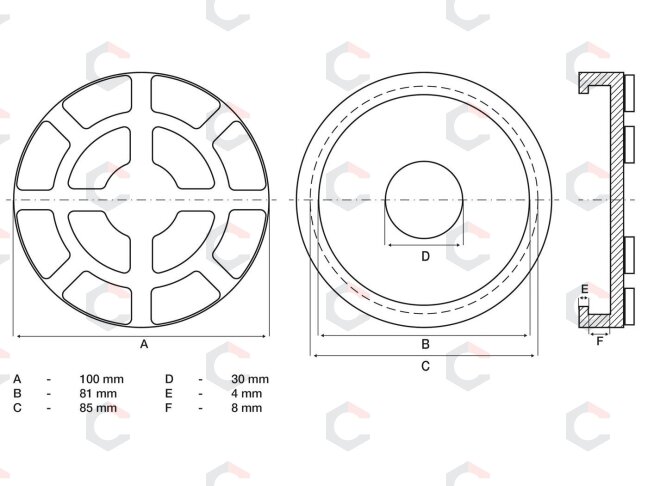 Guminis padas | auto keltuvams | Ø 100 mm (7042) Guminis padas | auto keltuvams | Ø 100 mm (7042)