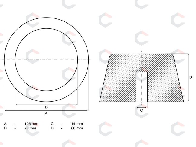 Guminis padas | auto keltuvams | Ø 105 mm (7009) 1 Guminis padas | auto keltuvams | Ø 105 mm (7009) 1
