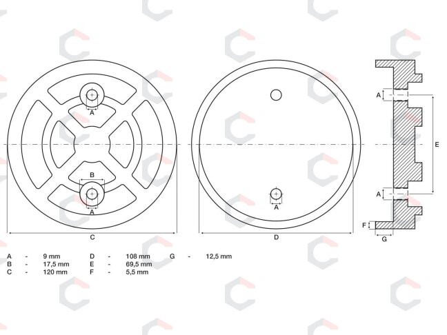 Guminis padas | auto keltuvams | Ø 120 mm (7049) 1 Guminis padas | auto keltuvams | Ø 120 mm (7049) 1