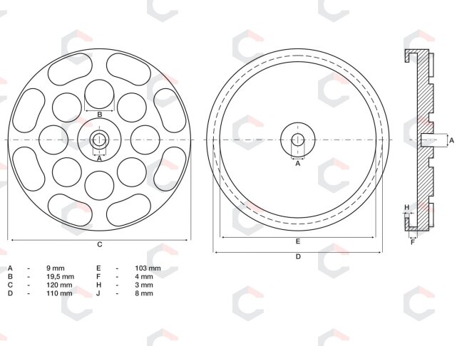 Guminis padas | auto keltuvams | Ø 120 mm (7050) 1 Guminis padas | auto keltuvams | Ø 120 mm (7050) 1