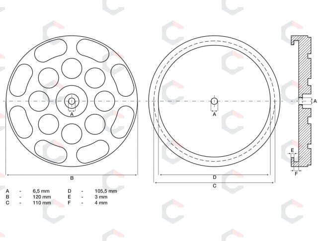 Guminis padas | auto keltuvams | Ø 120 mm (7051) 1 Guminis padas | auto keltuvams | Ø 120 mm (7051) 1