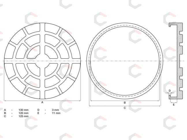 Guminis padas | auto keltuvams | Ø 130 mm (7044) Guminis padas | auto keltuvams | Ø 130 mm (7044)