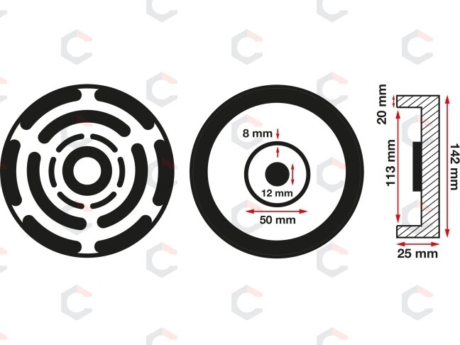 Guminis padas | auto keltuvams | Ø 140 mm (6477) 1 Guminis padas | auto keltuvams | Ø 140 mm (6477) 1