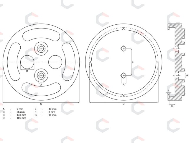 Guminis padas | auto keltuvams | Ø 140 mm (7048) 1 Guminis padas | auto keltuvams | Ø 140 mm (7048) 1