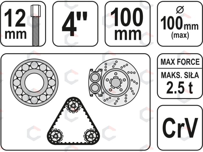 Guolių nuėmėjas trikojis | 100 mm (YT-2520) 1 Guolių nuėmėjas trikojis | 100 mm (YT-2520) 1