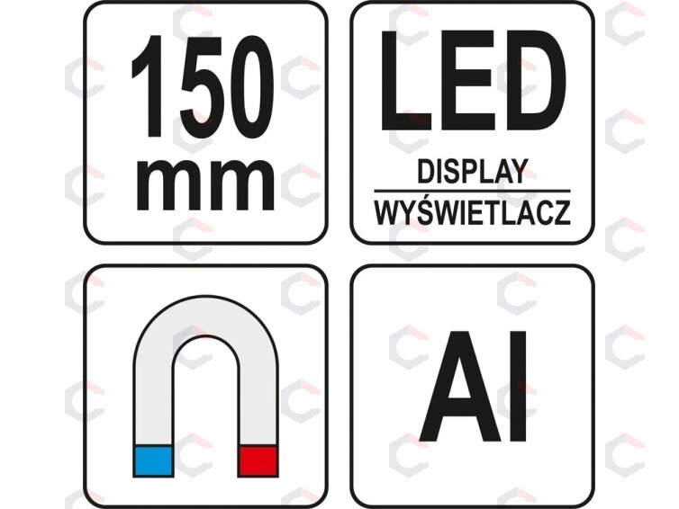 Gulsčiukas skaitmeninis su LED | foninio apšvietimo sistema | 150 mm (YT-30395) 6 Gulsčiukas skaitmeninis su LED | foninio apšvietimo sistema | 150 mm (YT-30395) 6