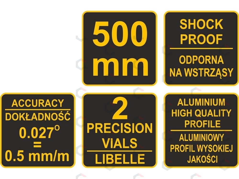 Gulsčiukas trapecinis | lietas aliuminis | 500 mm (16280) 2 Gulsčiukas trapecinis | lietas aliuminis | 500 mm (16280) 2