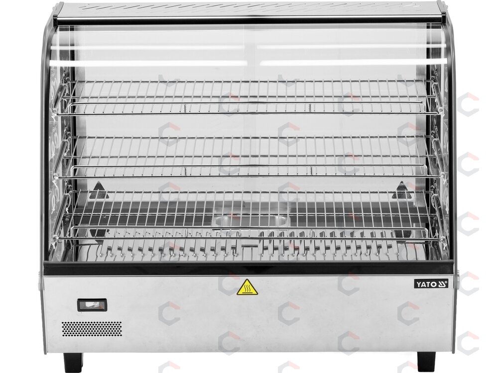 Šildoma vitrina | pastatoma | 120 l | 1100 W | 678 × 568 × 686 mm | 30–90 °C | 3 lentynos | stumdomos durys | nerūdijantis plienas ir stiklas | LED (YG-04980) 2