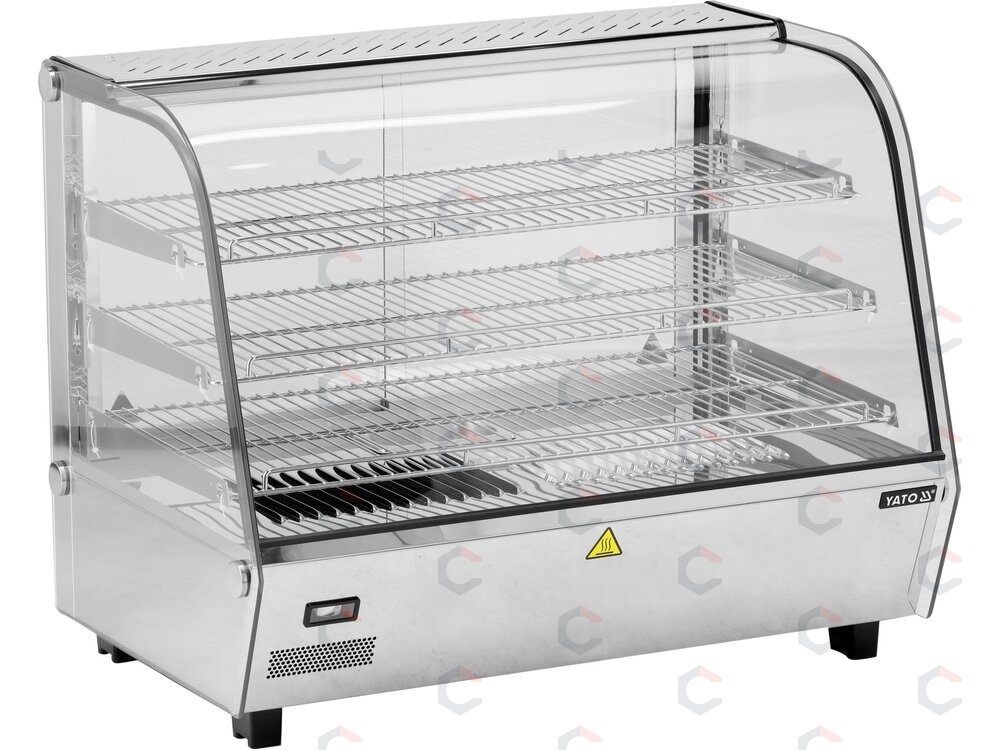 Šildoma vitrina | pastatoma | 160 l | 1500 W | 856 × 568 × 686 mm | 30–90 °C | 3 lentynos | stumdomos durys | nerūdijantis plienas ir stiklas | LED | vandens talpa drėgmei (YG-04981) Šildoma vitrina | pastatoma | 160 l | 1500 W | 856 × 568 × 686 mm | 30–90 °C | 3 lentynos | stumdomos durys | nerūdijantis plienas ir stiklas | LED | vandens talpa drėgmei (YG-04981)