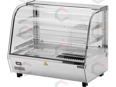 Šildoma vitrina | pastatoma | 120 l | 1100 W | 678 × 568 × 686 mm | 30–90 °C | 3 lentynos | stumdomos durys | nerūdijantis plienas ir stiklas | LED (YG-04980) Šildoma vitrina | pastatoma | 120 l | 1100 W | 678 × 568 × 686 mm | 30–90 °C | 3 lentynos | stumdomos durys | nerūdijantis plienas ir stiklas | LED (YG-04980)