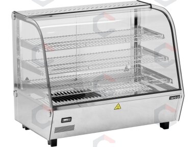 Šildoma vitrina | pastatoma | 120 l | 1100 W | 678 × 568 × 686 mm | 30–90 °C | 3 lentynos | stumdomos durys | nerūdijantis plienas ir stiklas | LED (YG-04980) Šildoma vitrina | pastatoma | 120 l | 1100 W | 678 × 568 × 686 mm | 30–90 °C | 3 lentynos | stumdomos durys | nerūdijantis plienas ir stiklas | LED (YG-04980)