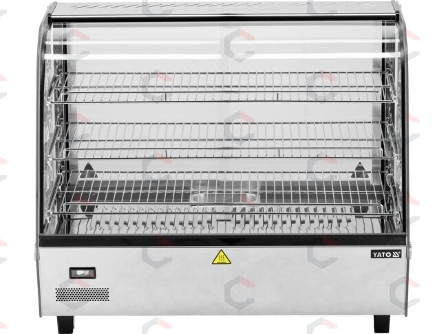 Šildoma vitrina | pastatoma | 120 l | 1100 W | 678 × 568 × 686 mm | 30–90 °C | 3 lentynos | stumdomos durys | nerūdijantis plienas ir stiklas | LED (YG-04980) 2 Šildoma vitrina | pastatoma | 120 l | 1100 W | 678 × 568 × 686 mm | 30–90 °C | 3 lentynos | stumdomos durys | nerūdijantis plienas ir stiklas | LED (YG-04980) 2
