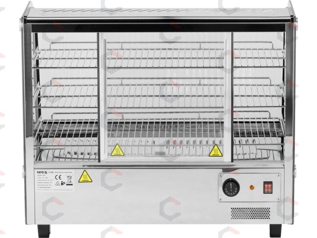 Šildoma vitrina | pastatoma | 120 l | 1100 W | 678 × 568 × 686 mm | 30–90 °C | 3 lentynos | stumdomos durys | nerūdijantis plienas ir stiklas | LED (YG-04980) 4