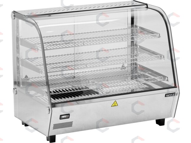 Šildoma vitrina | pastatoma | 120 l | 1100 W | 678 × 568 × 686 mm | 30–90 °C | 3 lentynos | stumdomos durys | nerūdijantis plienas ir stiklas | LED (YG-04980)