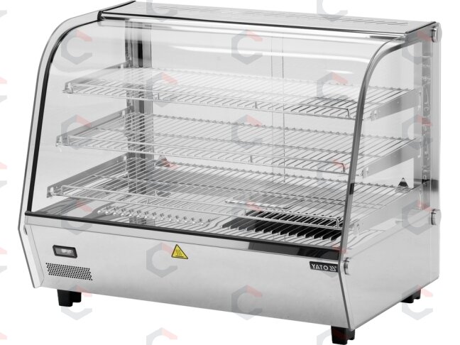 Šildoma vitrina | pastatoma | 160 l | 1500 W | 856 × 568 × 686 mm | 30–90 °C | 3 lentynos | stumdomos durys | nerūdijantis plienas ir stiklas | LED | vandens talpa drėgmei (YG-04981) 1 Šildoma vitrina | pastatoma | 160 l | 1500 W | 856 × 568 × 686 mm | 30–90 °C | 3 lentynos | stumdomos durys | nerūdijantis plienas ir stiklas | LED | vandens talpa drėgmei (YG-04981) 1
