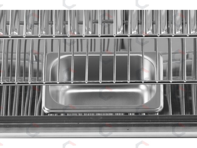 Šildoma vitrina | pastatoma | 160 l | 1500 W | 856 × 568 × 686 mm | 30–90 °C | 3 lentynos | stumdomos durys | nerūdijantis plienas ir stiklas | LED | vandens talpa drėgmei (YG-04981) 6 Šildoma vitrina | pastatoma | 160 l | 1500 W | 856 × 568 × 686 mm | 30–90 °C | 3 lentynos | stumdomos durys | nerūdijantis plienas ir stiklas | LED | vandens talpa drėgmei (YG-04981) 6