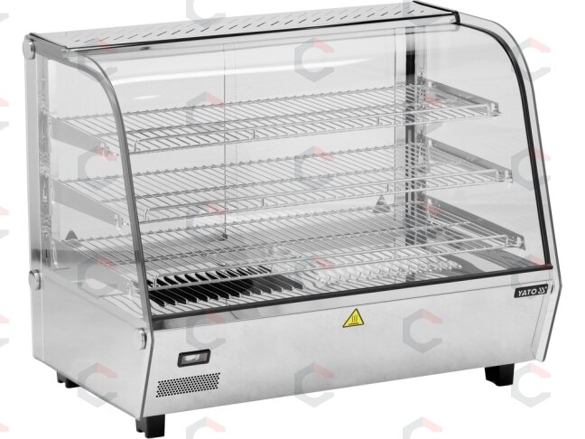 Šildoma vitrina | pastatoma | 160 l | 1500 W | 856 × 568 × 686 mm | 30–90 °C | 3 lentynos | stumdomos durys | nerūdijantis plienas ir stiklas | LED | vandens talpa drėgmei (YG-04981) Šildoma vitrina | pastatoma | 160 l | 1500 W | 856 × 568 × 686 mm | 30–90 °C | 3 lentynos | stumdomos durys | nerūdijantis plienas ir stiklas | LED | vandens talpa drėgmei (YG-04981)