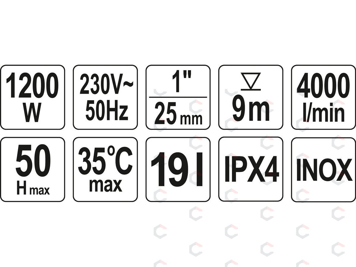 Hidroforas su baku | vandens tiekimo siurblys | 1200 W | 19 l (YT-85370) 2 Hidroforas su baku | vandens tiekimo siurblys | 1200 W | 19 l (YT-85370) 2