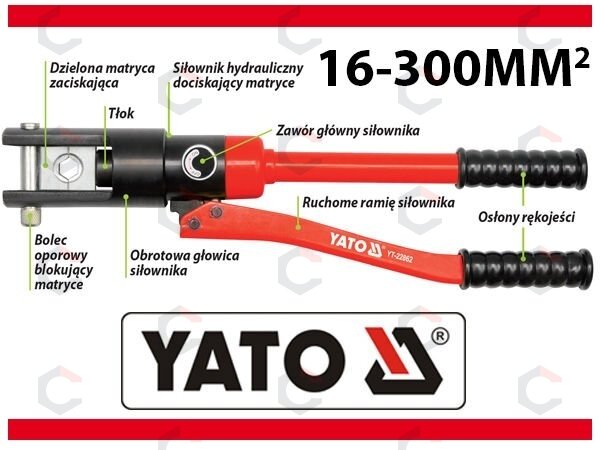 Hidraulinis kraštų užspaudimo įrankis | 16-300 mm² | 20 t (YT-22862) 4 Hidraulinis kraštų užspaudimo įrankis | 16-300 mm² | 20 t (YT-22862) 4