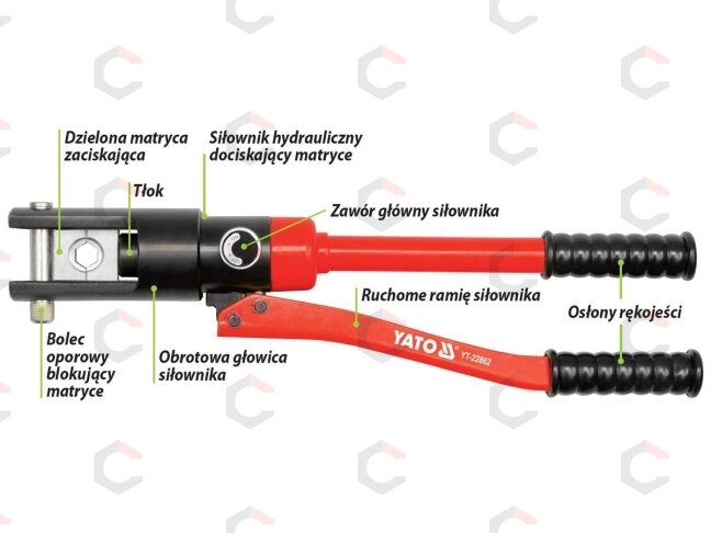 Hidraulinis kraštų užspaudimo įrankis | 16-300 mm² | 20 t (YT-22862) 2 Hidraulinis kraštų užspaudimo įrankis | 16-300 mm² | 20 t (YT-22862) 2