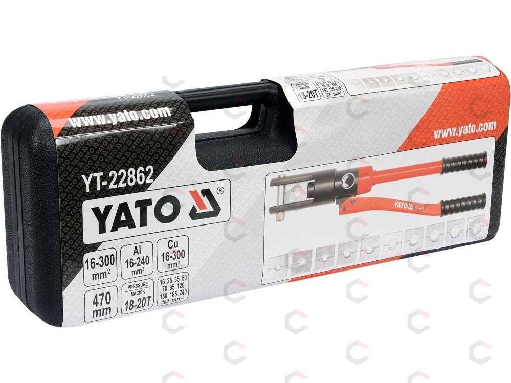 Hidraulinis kraštų užspaudimo įrankis | 16-300 mm² | 20 t (YT-22862) 1 Hidraulinis kraštų užspaudimo įrankis | 16-300 mm² | 20 t (YT-22862) 1