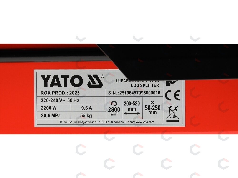 Horizontalus hidraulinis malkų skaldytuvas | 5 t | 2200 W | 230 V (YT-79950) 6 Horizontalus hidraulinis malkų skaldytuvas | 5 t | 2200 W | 230 V (YT-79950) 6