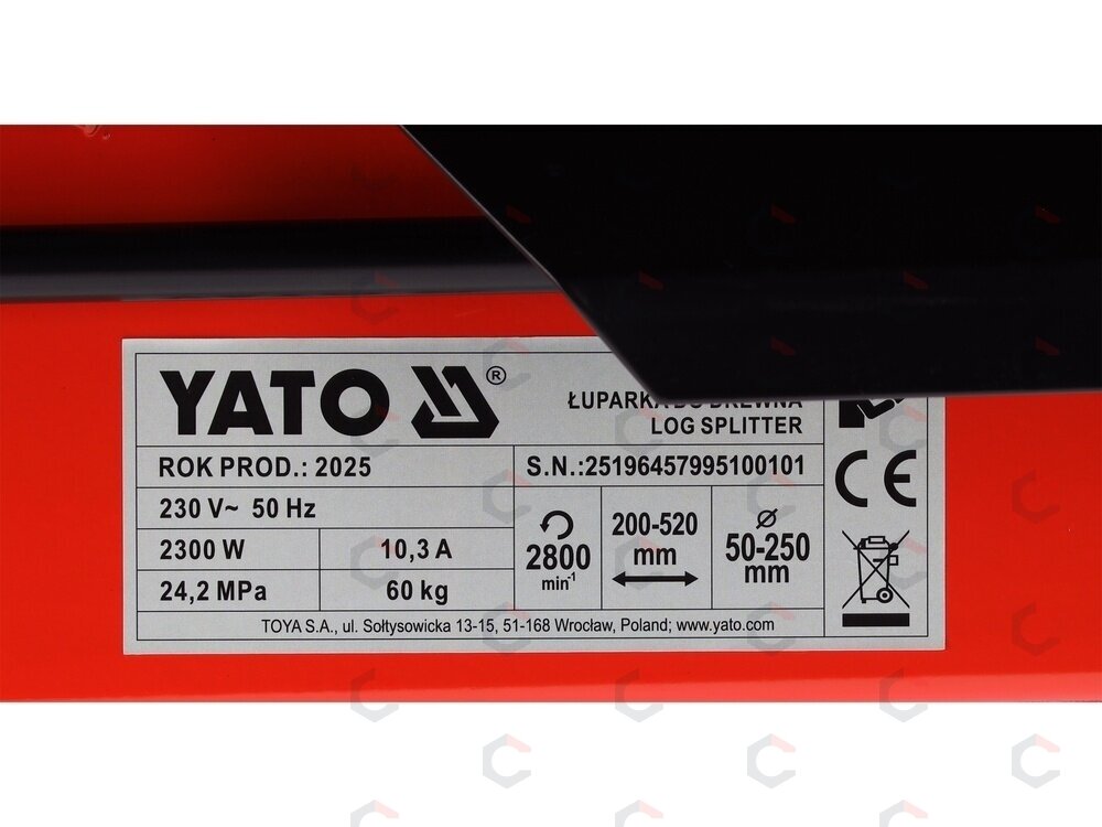 Horizontalus hidraulinis malkų skaldytuvas | 7 t | 2300 W | 230 V (YT-79951) 7 Horizontalus hidraulinis malkų skaldytuvas | 7 t | 2300 W | 230 V (YT-79951) 7