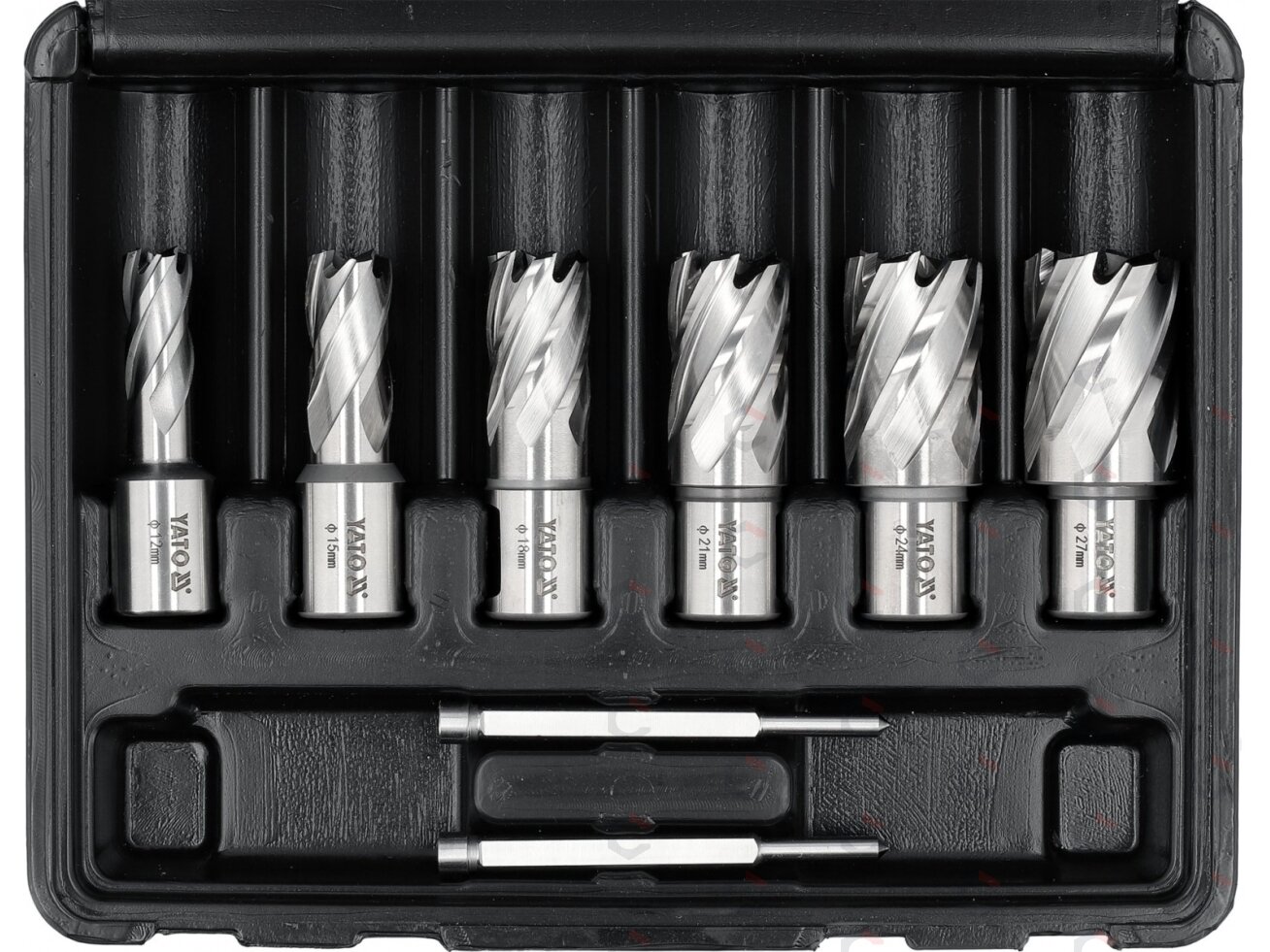 HSS karūninių grąžtų rinkinys magnetinėms gręžimo staklėms 12–27 mm, 8 vnt. (YT-43400) 1 HSS karūninių grąžtų rinkinys magnetinėms gręžimo staklėms 12–27 mm, 8 vnt. (YT-43400) 1