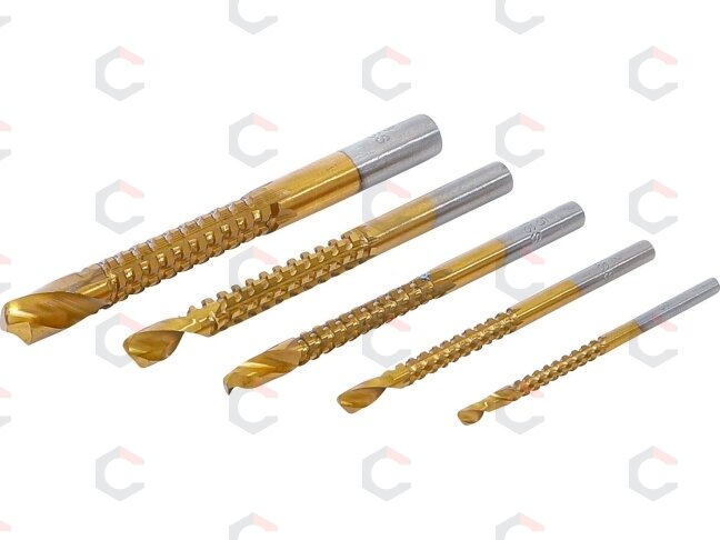 HSS frezavimo gręžimo rinkinys | titano danga | 3 - 8 mm | 5 vnt. (50795) 1 HSS frezavimo gręžimo rinkinys | titano danga | 3 - 8 mm | 5 vnt. (50795) 1