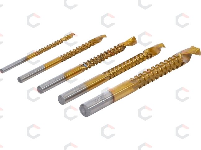 HSS frezavimo gręžimo rinkinys | titano danga | 3 - 8 mm | 5 vnt. (50795) HSS frezavimo gręžimo rinkinys | titano danga | 3 - 8 mm | 5 vnt. (50795)