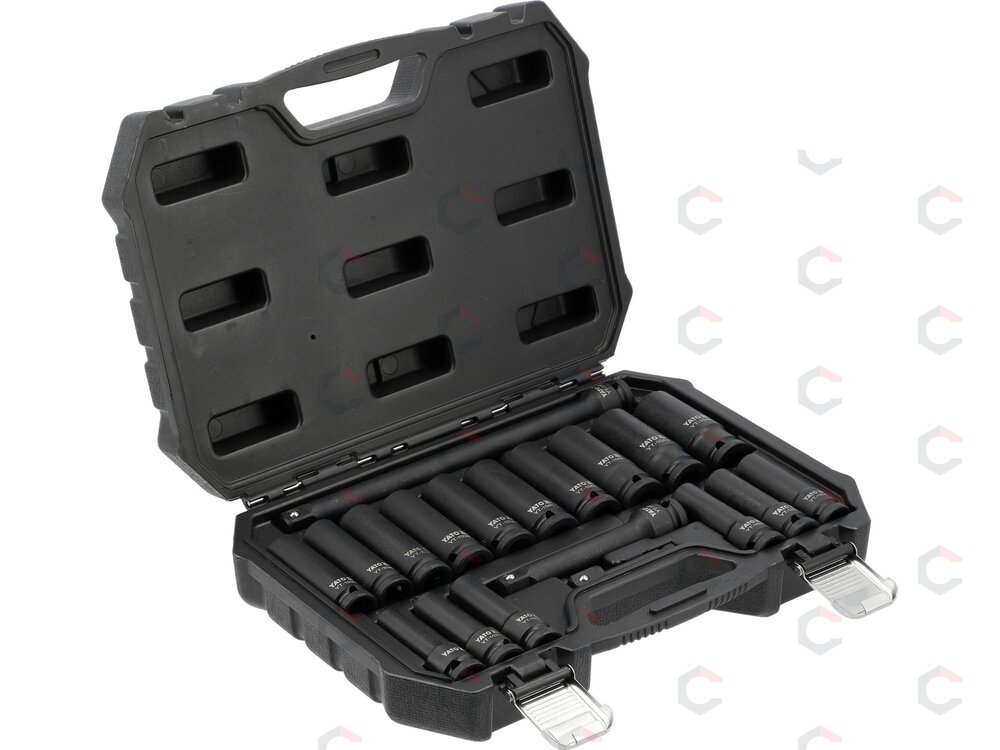 Ilgų smūginių galvučių rinkinys – AS-Drive 1/2" – 8–24 mm, 19 vnt (YT-10556) Ilgų smūginių galvučių rinkinys – AS-Drive 1/2" – 8–24 mm, 19 vnt (YT-10556)