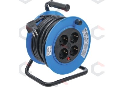 Ilgintuvas su rite 15 m | 3x1,5 mm² | 4 kištukiniai lizdai | IP 20 | 3000 W (3360) Ilgintuvas su rite 15 m | 3x1,5 mm² | 4 kištukiniai lizdai | IP 20 | 3000 W (3360)
