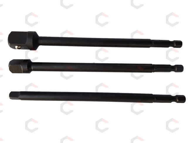 Ilgų adapterių komplektas | 1/4" → 1/4", 3/8", 1/2" | 150 mm | Black Oxide (SA03) 3 Ilgų adapterių komplektas | 1/4" → 1/4", 3/8", 1/2" | 150 mm | Black Oxide (SA03) 3