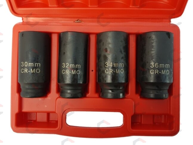 Ilgų smūginių galvučių rinkinys | 12 kampų | 30/32/34/36 mm - 85 mm | 4 vnt. (KR121004) 2 Ilgų smūginių galvučių rinkinys | 12 kampų | 30/32/34/36 mm - 85 mm | 4 vnt. (KR121004) 2