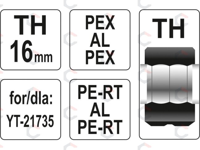 Indėklas TH 16 mm presavimo replėms YT-21735 (YT-21744) 2 Indėklas TH 16 mm presavimo replėms YT-21735 (YT-21744) 2